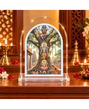 Brahma, Vishnu, And Maheshwara L Shape Acrylic Showpiece 3 X 3.5 Inch For Home, Office And Car (F176767)