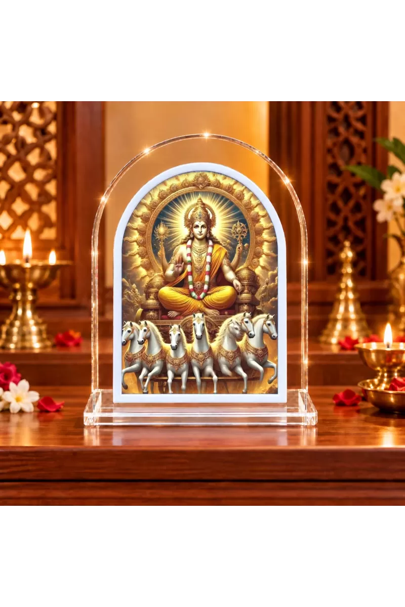Surya Dev L Shape Acrylic Showpiece 3 X 3.5 Inch For Home, Office And Car (F176769)