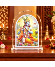 Lord Krishna L Shape Acrylic Showpiece 3 X 3.5 Inch For Home, Office And Car (F176771)