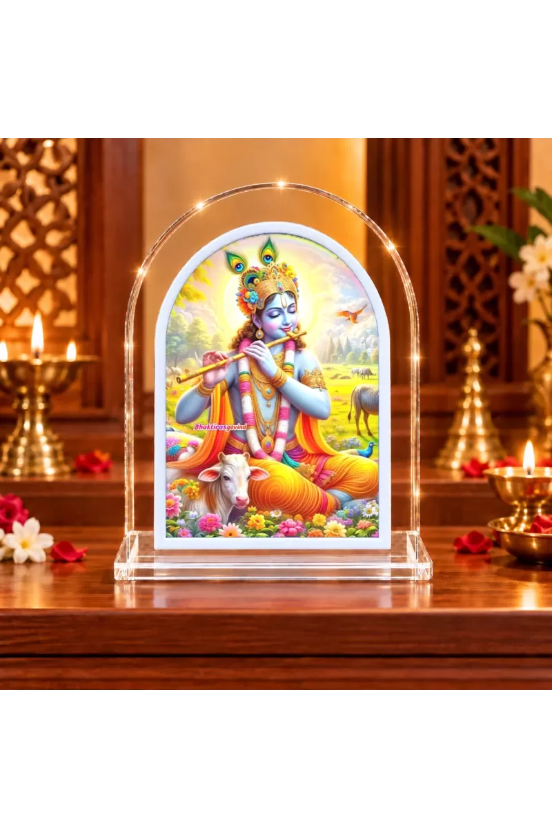 Lord Krishna L Shape Acrylic Showpiece 3 X 3.5 Inch For Home, Office And Car (F176771)