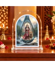 Durga Maa L Shape Acrylic Showpiece 3 X 3.5 Inch For Home, Office And Car (F176774)