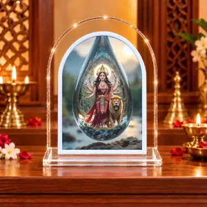 Durga Maa L Shape Acrylic Showpiece 3 X 3.5 Inch For Home, Office And Car (F176774)