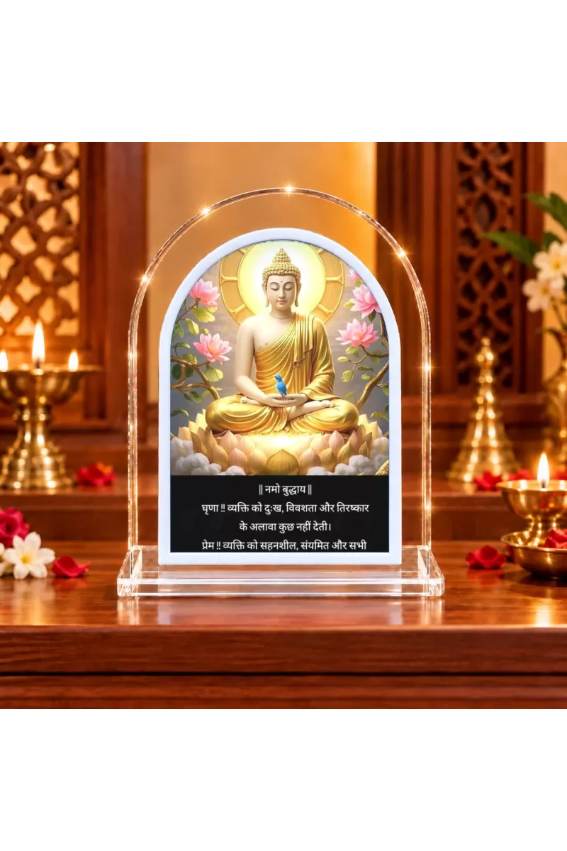 Buddha L Shape Acrylic Showpiece 3 X 3.5 Inch For Home, Office And Car (F176777)