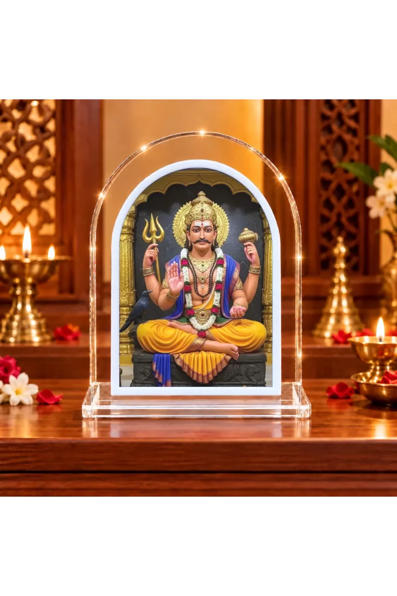 Lord Shani Dev L Shape Acrylic Showpiece 3 X 3.5 Inch For Home, Office And Car (F176782)