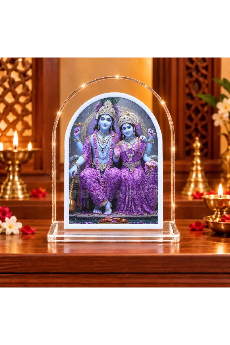 Radha Krishna L Shape Acrylic Showpiece 3 X 3.5 Inch For Home, Office And Car (F176785)