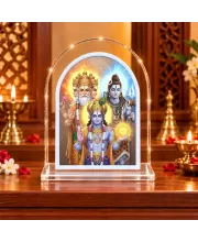 Brahma, Vishnu, And Maheshwara L Shape Acrylic Showpiece 3 X 3.5 Inch For Home, Office And Car (F176798)