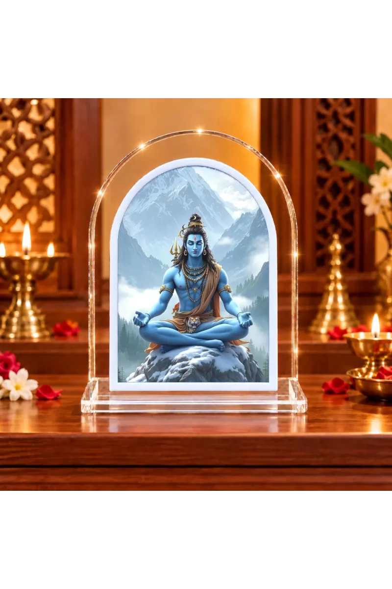 Lord Shiva L Shape Acrylic Showpiece 3 X 3.5 Inch For Home, Office And Car (F176799)