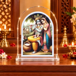 Radha Krishna L Shape Acrylic Showpiece 3 X 3.5 Inch For Home, Office And Car (F176800)