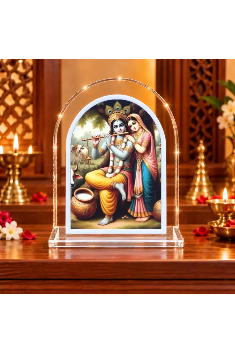 Radha Krishna L Shape Acrylic Showpiece 3 X 3.5 Inch For Home, Office And Car (F176800)