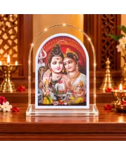 Shiva Parvati L Shape Acrylic Showpiece 3 X 3.5 Inch For Home, Office And Car (F176802)