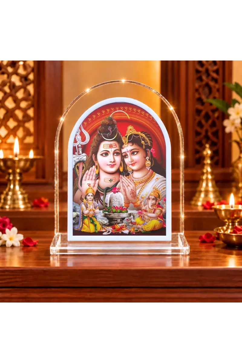 Shiva Parvati L Shape Acrylic Showpiece 3 X 3.5 Inch For Home, Office And Car (F176802)