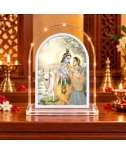 Radha Krishna L Shape Acrylic Showpiece 3 X 3.5 Inch For Home, Office And Car (F176807)