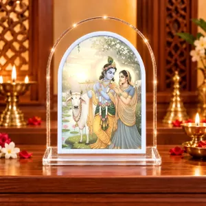 Radha Krishna L Shape Acrylic Showpiece 3 X 3.5 Inch For Home, Office And Car (F176807)