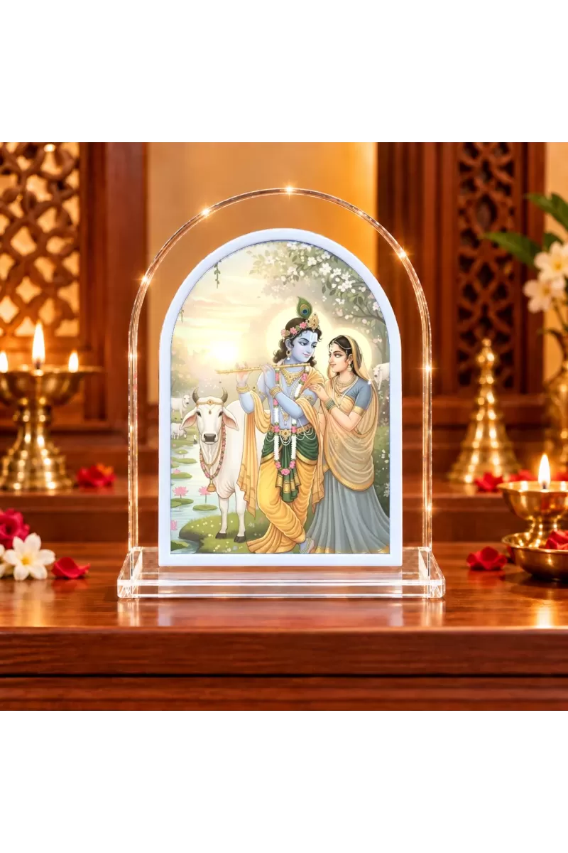 Radha Krishna L Shape Acrylic Showpiece 3 X 3.5 Inch For Home, Office And Car (F176807)