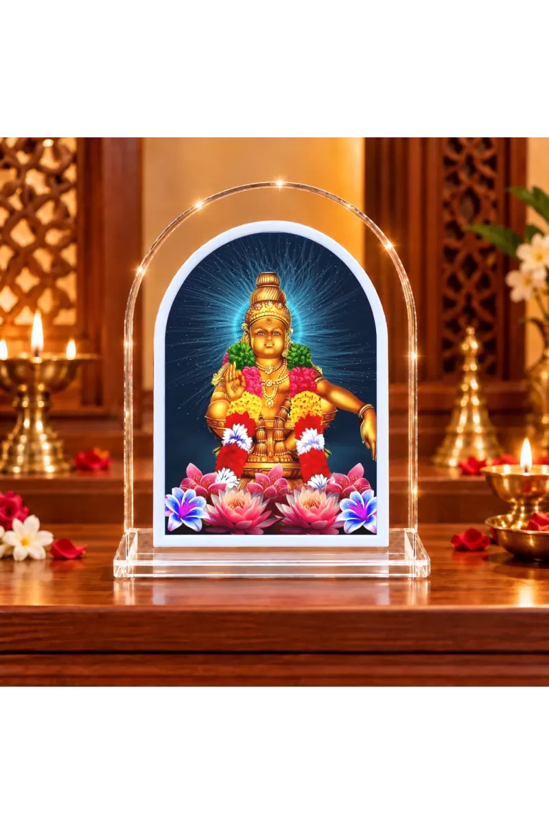 Lord Ayyappa L Shape Acrylic Showpiece 3 X 3.5 Inch For Home, Office And Car (F176810)