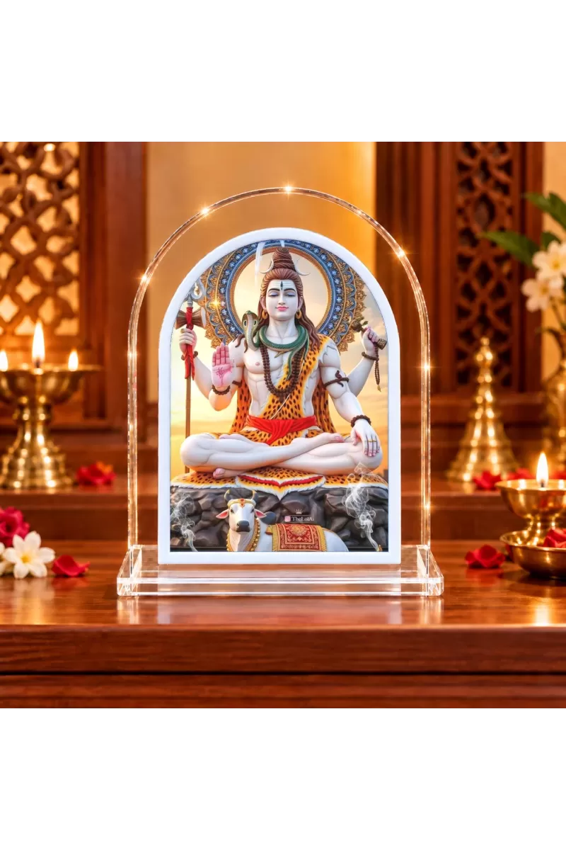 Lord Shiva L Shape Acrylic Showpiece 3 X 3.5 Inch For Home, Office And Car (F176811)