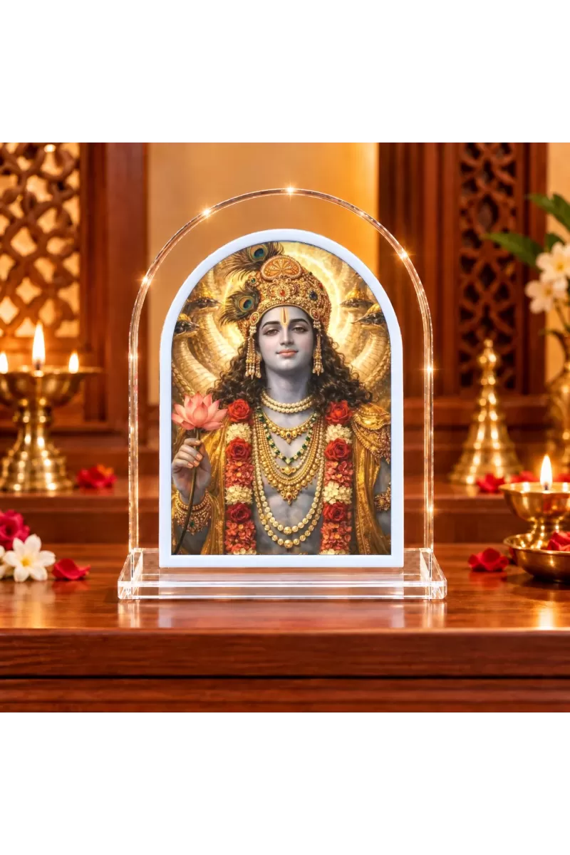 Lord Vishnu L Shape Acrylic Showpiece 3 X 3.5 Inch For Home, Office And Car (F176815)