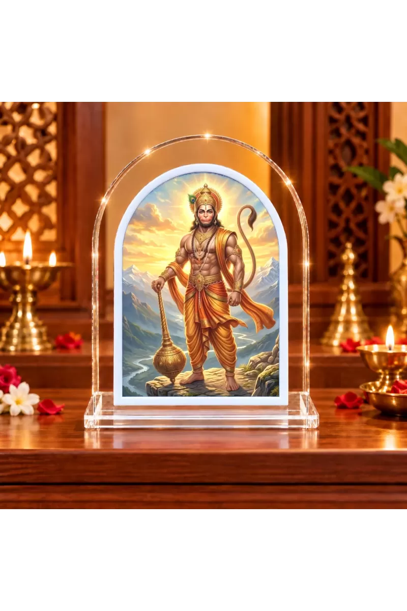 Hanuman L Shape Acrylic Showpiece 3 X 3.5 Inch For Home, Office And Car (F176818)