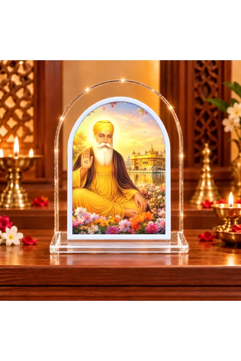 Guru Nanak Dev Ji L Shape Acrylic Showpiece 3 X 3.5 Inch For Home, Office And Car (F176819)