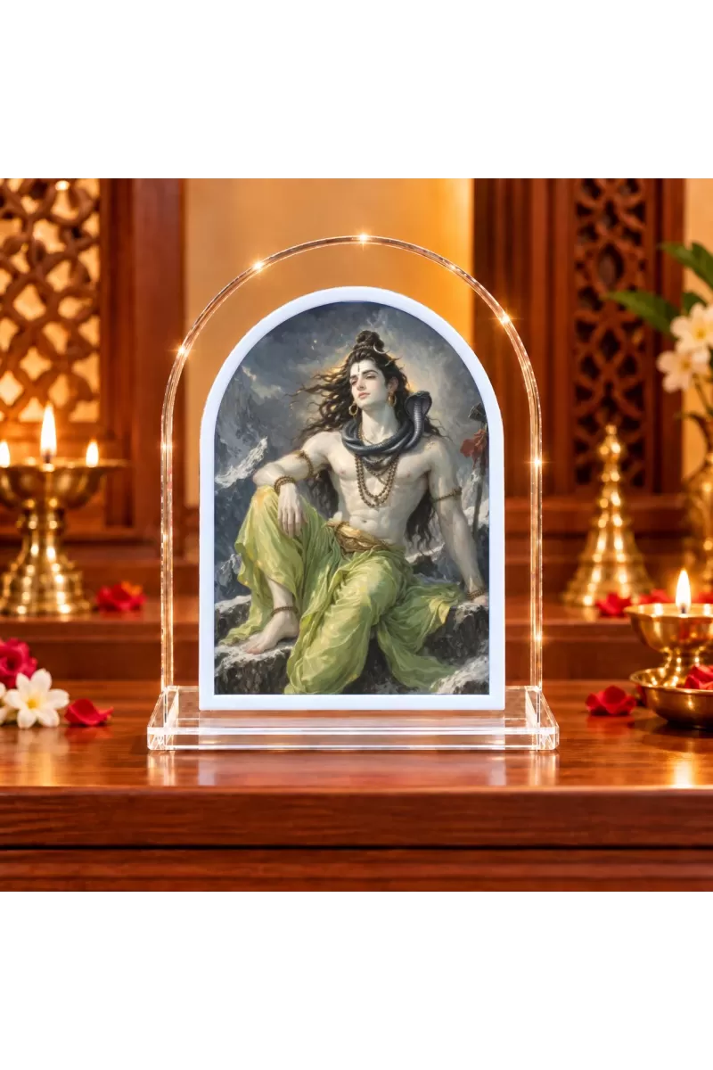 Lord Shiva L Shape Acrylic Showpiece 3 X 3.5 Inch For Home, Office And Car (F176824)