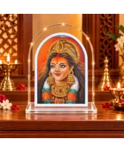 Maa Durga L Shape Acrylic Showpiece 3 X 3.5 Inch For Home, Office And Car (F176829)