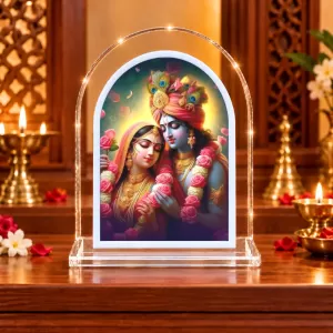 Radha Krishna L Shape Acrylic Showpiece 3 X 3.5 Inch For Home, Office And Car (F176831)