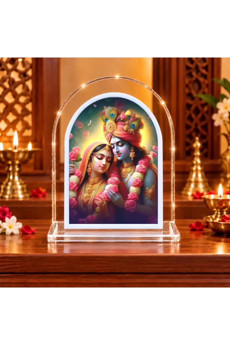 Radha Krishna L Shape Acrylic Showpiece 3 X 3.5 Inch For Home, Office And Car (F176831)