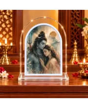 Shiva Parvati L Shape Acrylic Showpiece 3 X 3.5 Inch For Home, Office And Car (F176832)