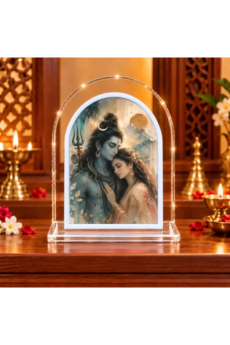 Shiva Parvati L Shape Acrylic Showpiece 3 X 3.5 Inch For Home, Office And Car (F176832)