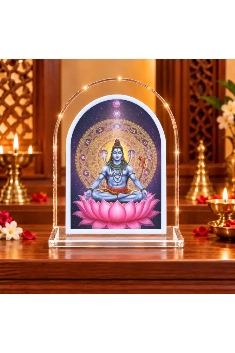 Lord Shiva L Shape Acrylic Showpiece 3 X 3.5 Inch For Home, Office And Car (F176833)