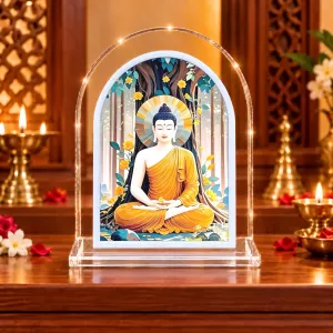 Buddha L Shape Acrylic Showpiece 3 X 3.5 Inch For Home, Office And Car (F176834)