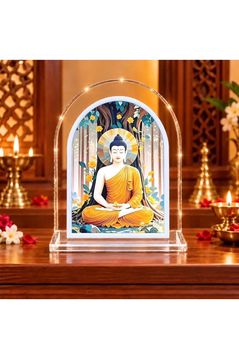 Buddha L Shape Acrylic Showpiece 3 X 3.5 Inch For Home, Office And Car (F176834)
