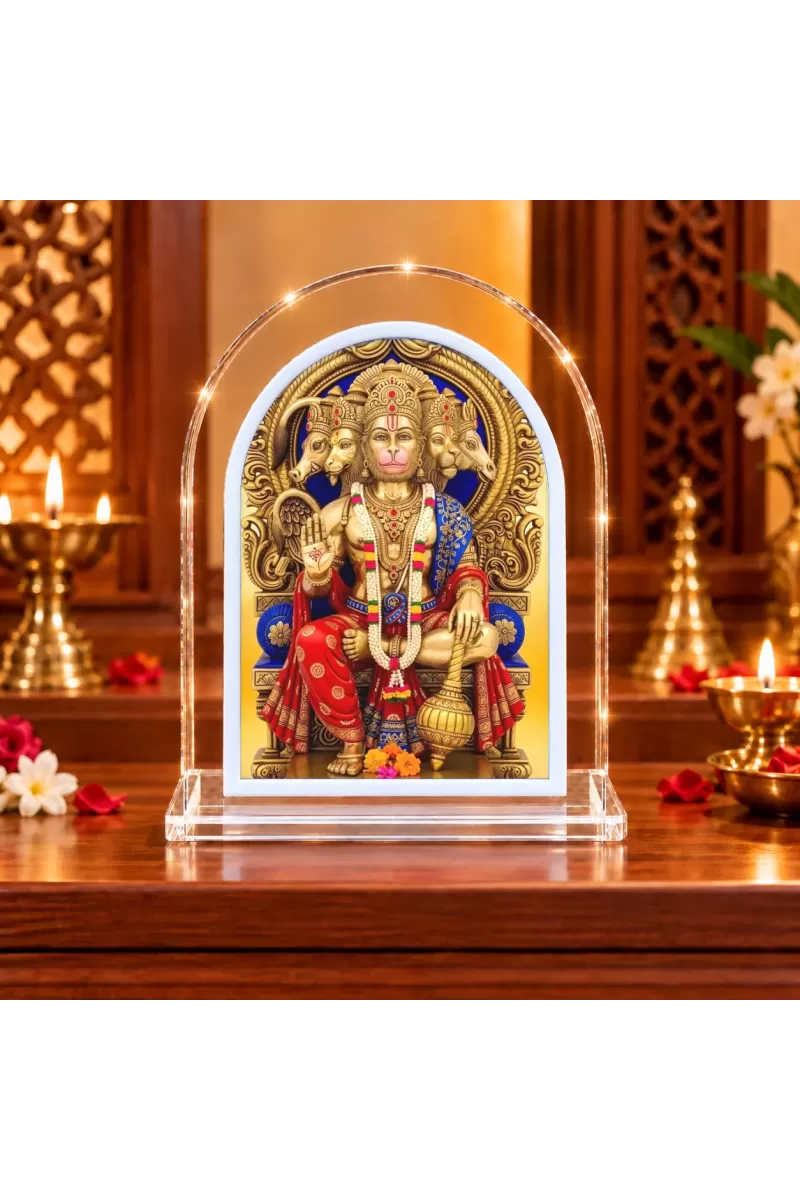 Panchmukhi Hanuman L Shape Acrylic Showpiece 3 X 3.5 Inch For Home, Office And Car (F176836)