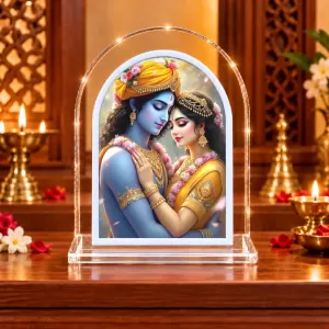 Radha Krishna L Shape Acrylic Showpiece 3 X 3.5 Inch For Home, Office And Car (F176837)