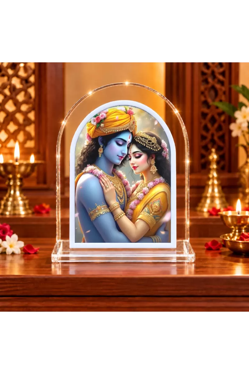 Radha Krishna L Shape Acrylic Showpiece 3 X 3.5 Inch For Home, Office And Car (F176837)