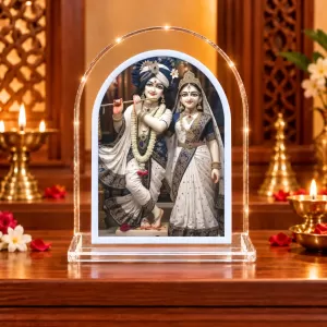 Radha Krishna L Shape Acrylic Showpiece 3 X 3.5 Inch For Home, Office And Car (F176838)