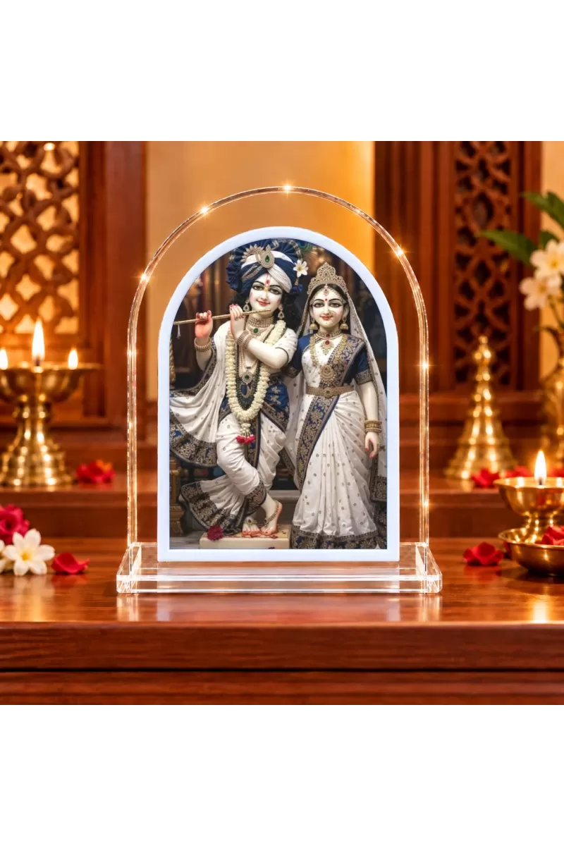 Radha Krishna L Shape Acrylic Showpiece 3 X 3.5 Inch For Home, Office And Car (F176838)