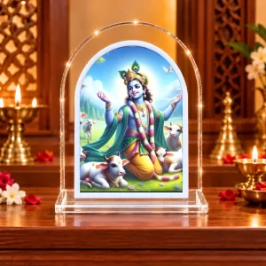 Lord Krishna L Shape Acrylic Showpiece 3 X 3.5 Inch For Home, Office And Car (F176841)
