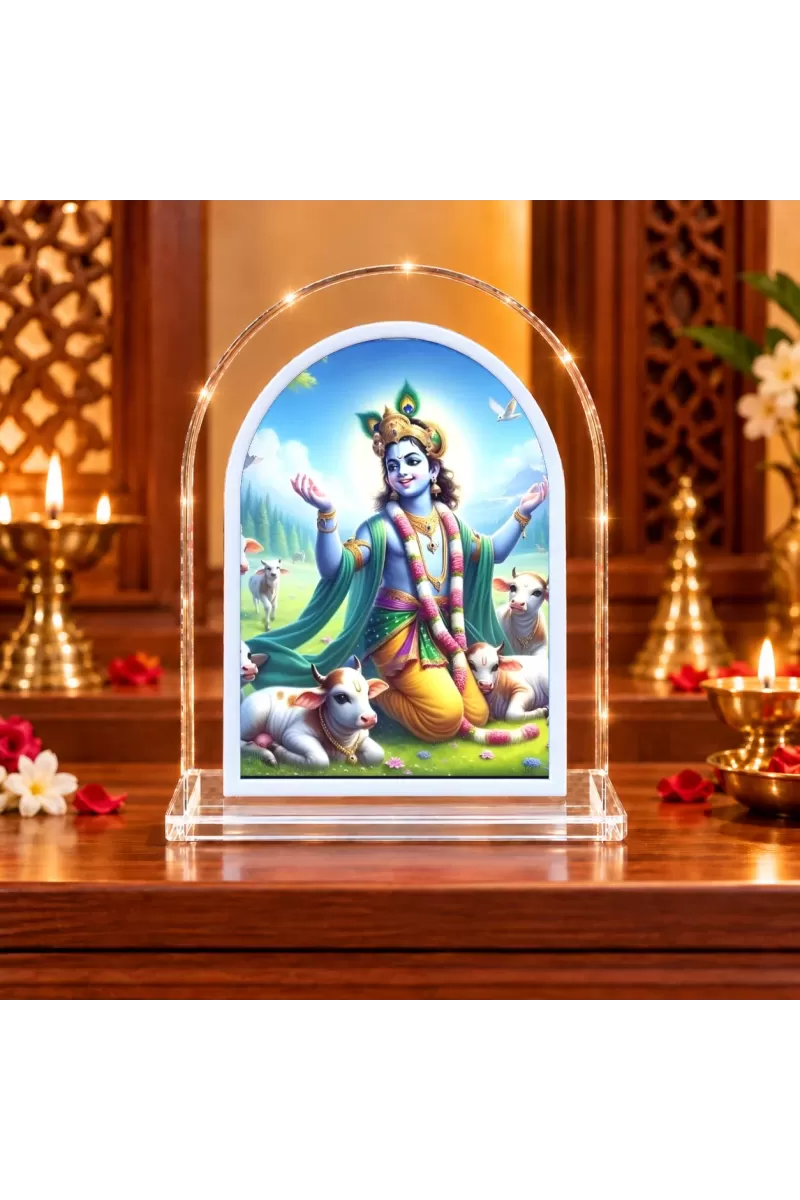 Lord Krishna L Shape Acrylic Showpiece 3 X 3.5 Inch For Home, Office And Car (F176841)