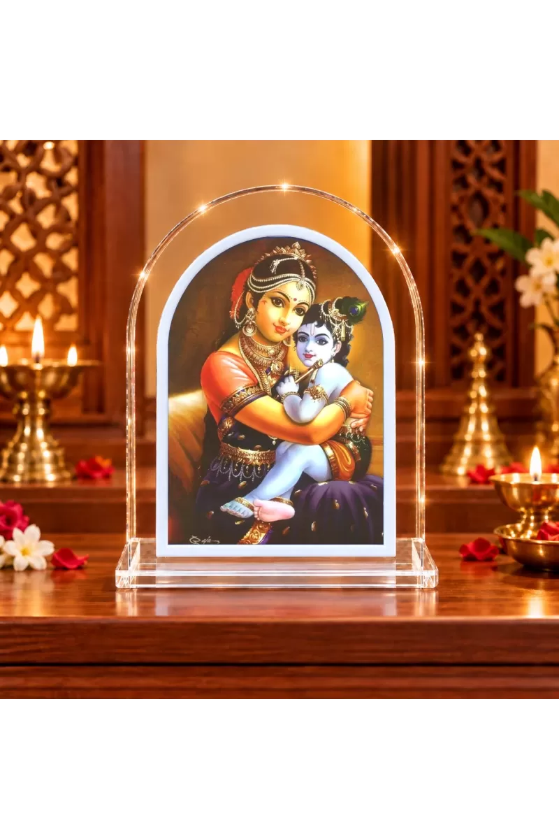 Yashoda Krishna L Shape Acrylic Showpiece 3 X 3.5 Inch For Home, Office And Car (F176847)