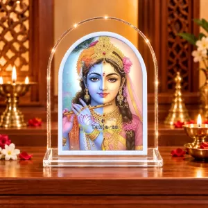 Radha Krishna L Shape Acrylic Showpiece 3 X 3.5 Inch For Home, Office And Car (F176855)