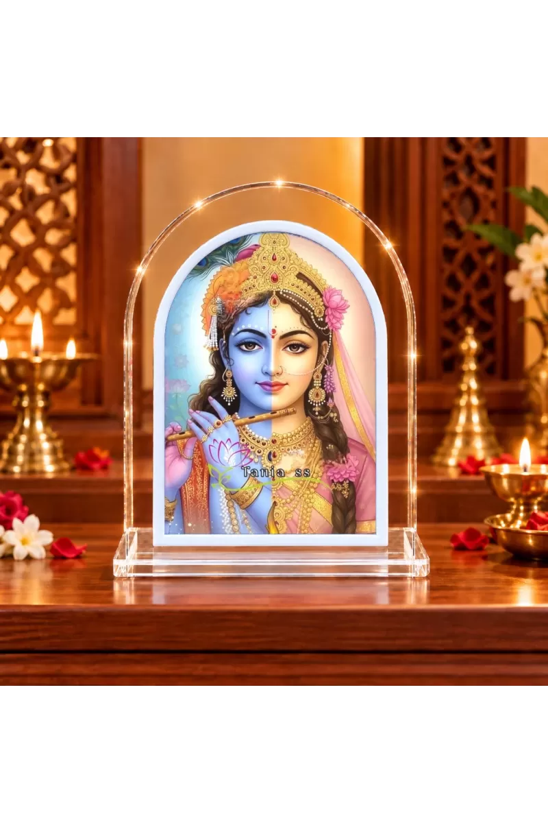 Radha Krishna L Shape Acrylic Showpiece 3 X 3.5 Inch For Home, Office And Car (F176855)