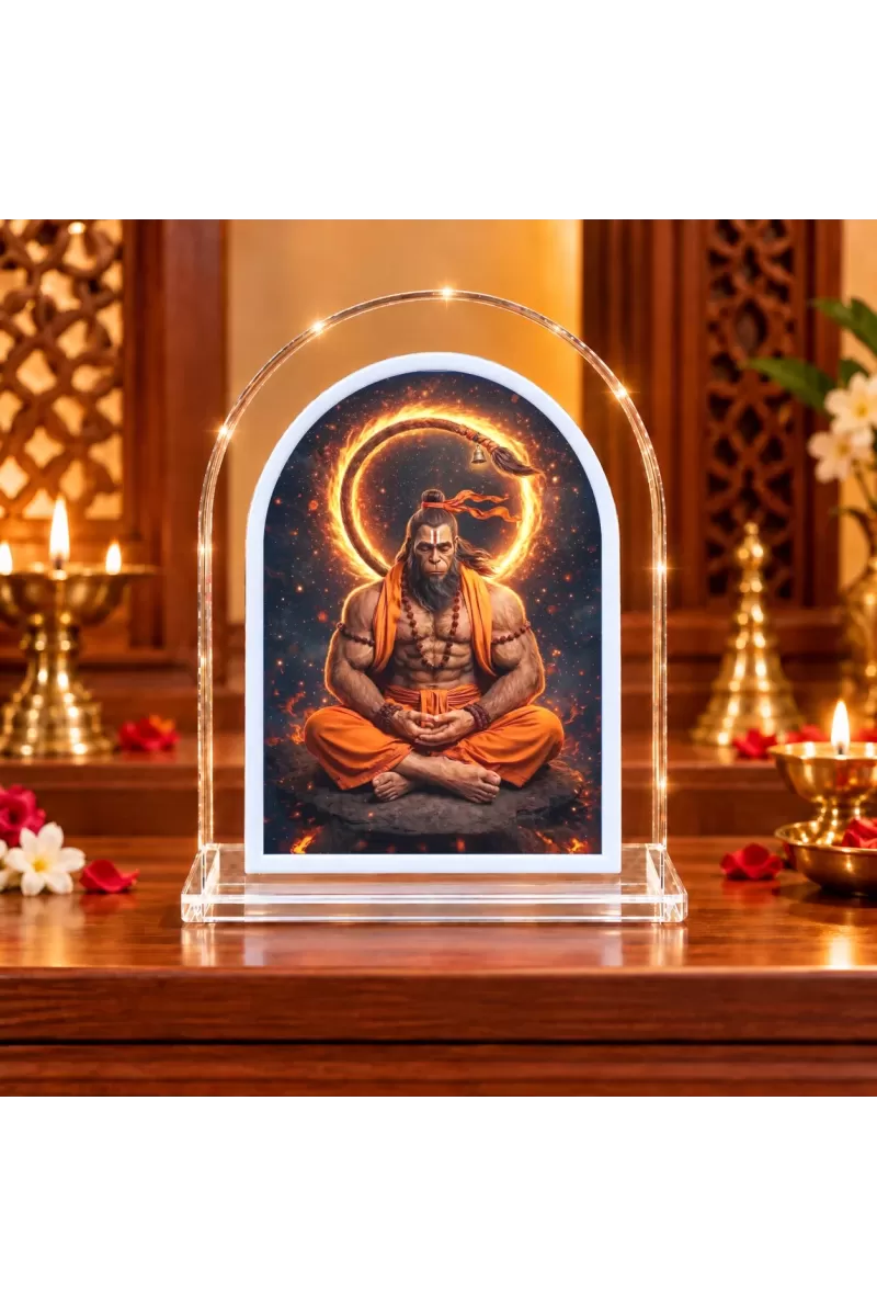 Hanuman L Shape Acrylic Showpiece 3 X 3.5 Inch For Home, Office And Car (F176856)