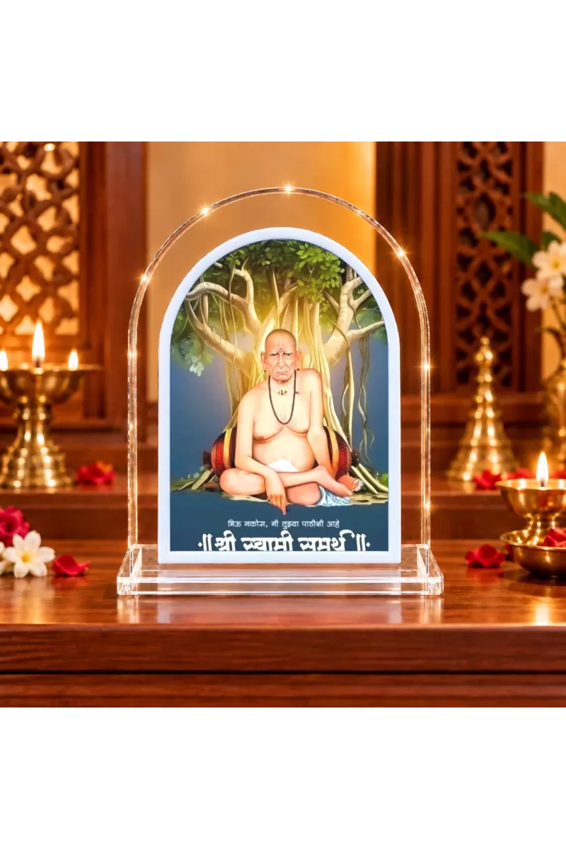 Swami Samarth L Shape Acrylic Showpiece 3 X 3.5 Inch For Home, Office And Car (F176857)