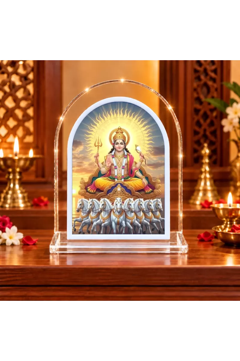 Surya Dev L Shape Acrylic Showpiece 3 X 3.5 Inch For Home, Office And Car (F176858)