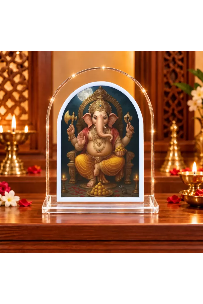 Lord Ganesha L Shape Acrylic Showpiece 3 X 3.5 Inch For Home, Office And Car (F176864)