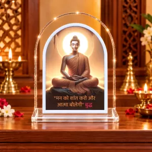 Buddha L Shape Acrylic Showpiece 3 X 3.5 Inch For Home, Office And Car (F176865)