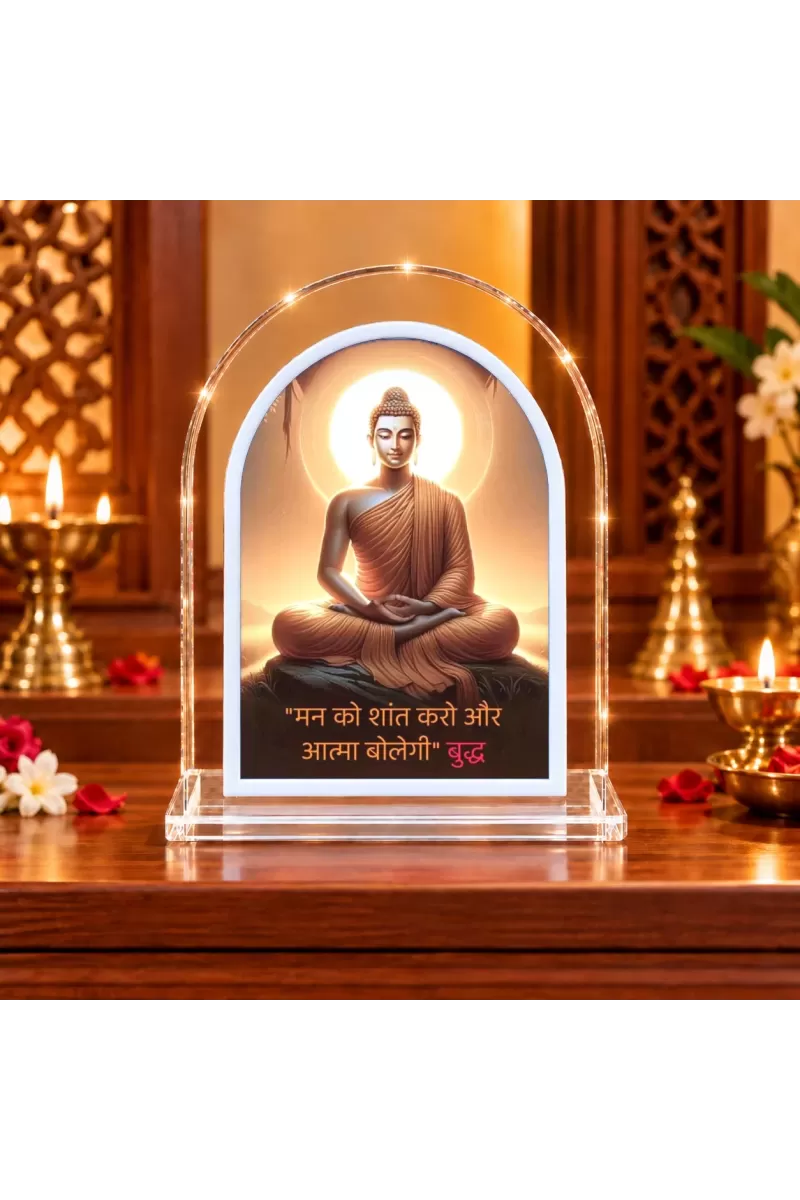 Buddha L Shape Acrylic Showpiece 3 X 3.5 Inch For Home, Office And Car (F176865)