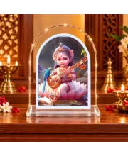 Goddess Saraswati L Shape Acrylic Showpiece 3 X 3.5 Inch For Home, Office And Car (F176868)