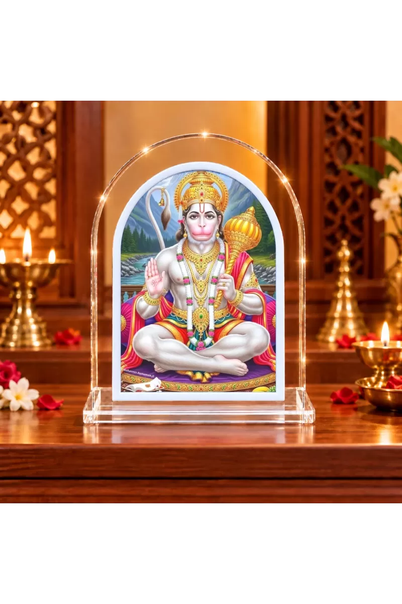 Hanuman L Shape Acrylic Showpiece 3 X 3.5 Inch For Home, Office And Car (F176870)